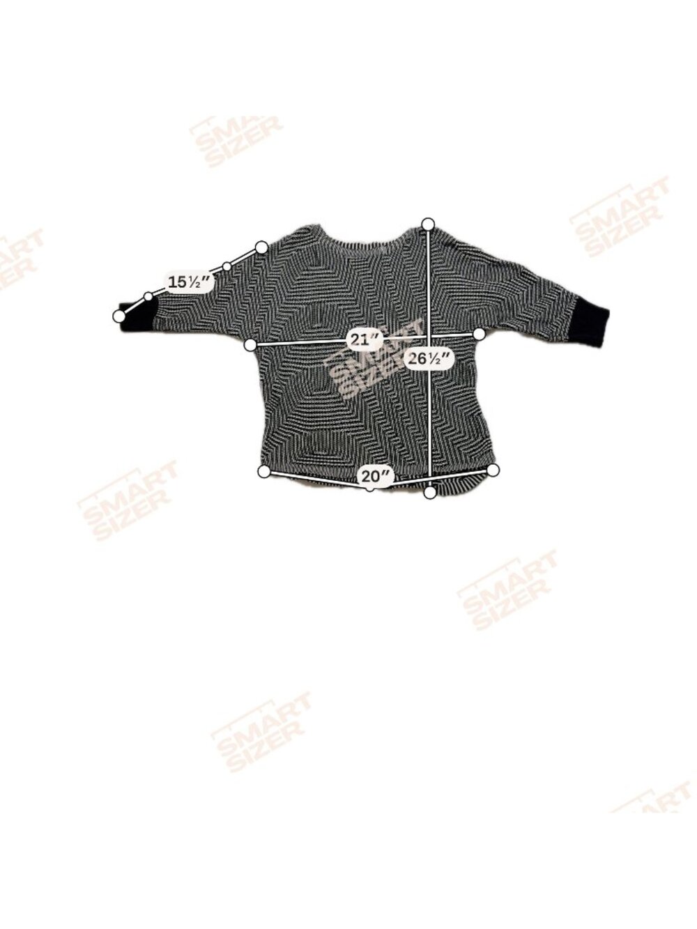 Chevron Patterned Knit Sweater With Black Cuffs Relaxed Fit Measurements Include